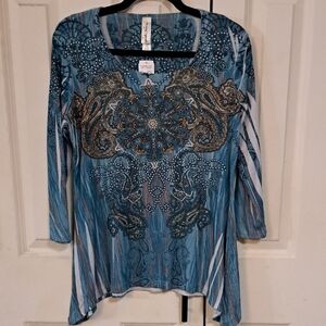 Decorated Originals Blue Paisley Women's Top